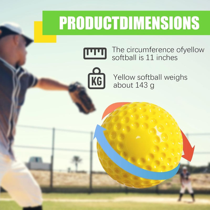 POPFRO Dimpled Softballs, 12 Pack - 11-Inch Pitching Machine Softballs for Hitting and Fielding Practice - Image 3